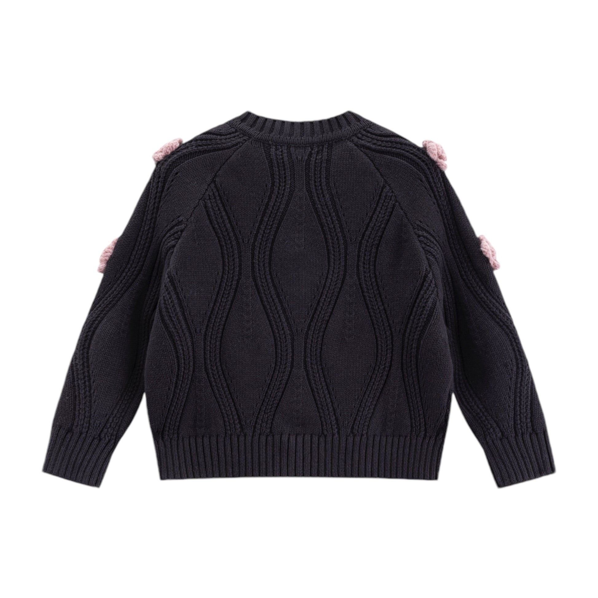 Kids Blossom Cable Cardigan Liquorice