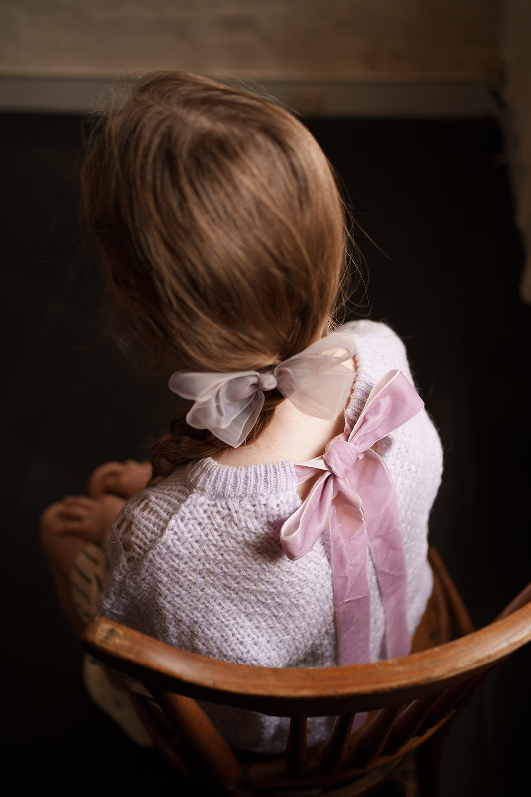 Wool-Blend Sweater with Bow Back Lilac