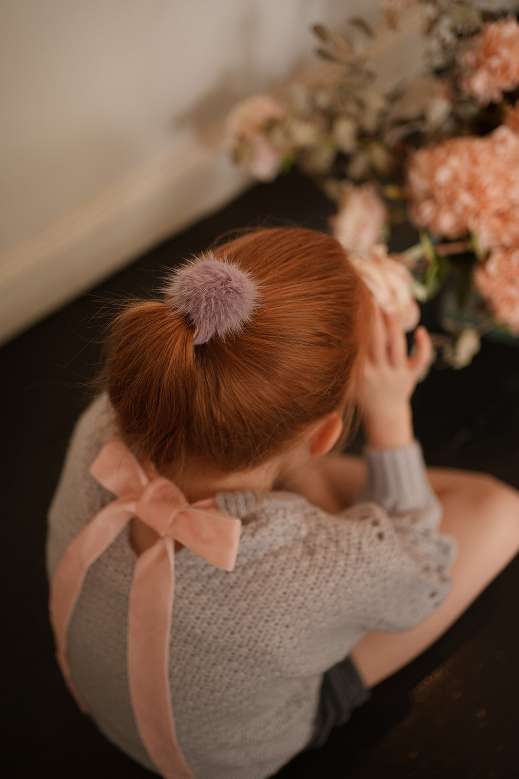 Wool-Blend Sweater with Bow Back Violet Grey