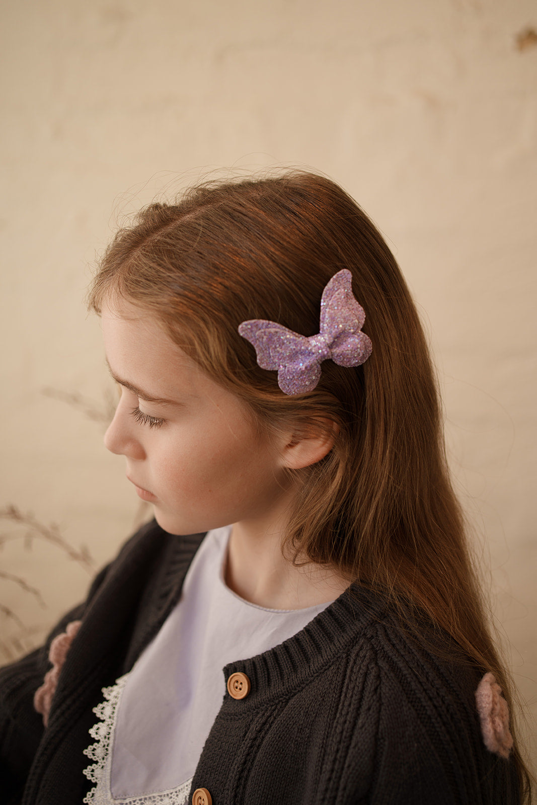 Fairy Wing Sparkling Hair Clip With Purple Glitters