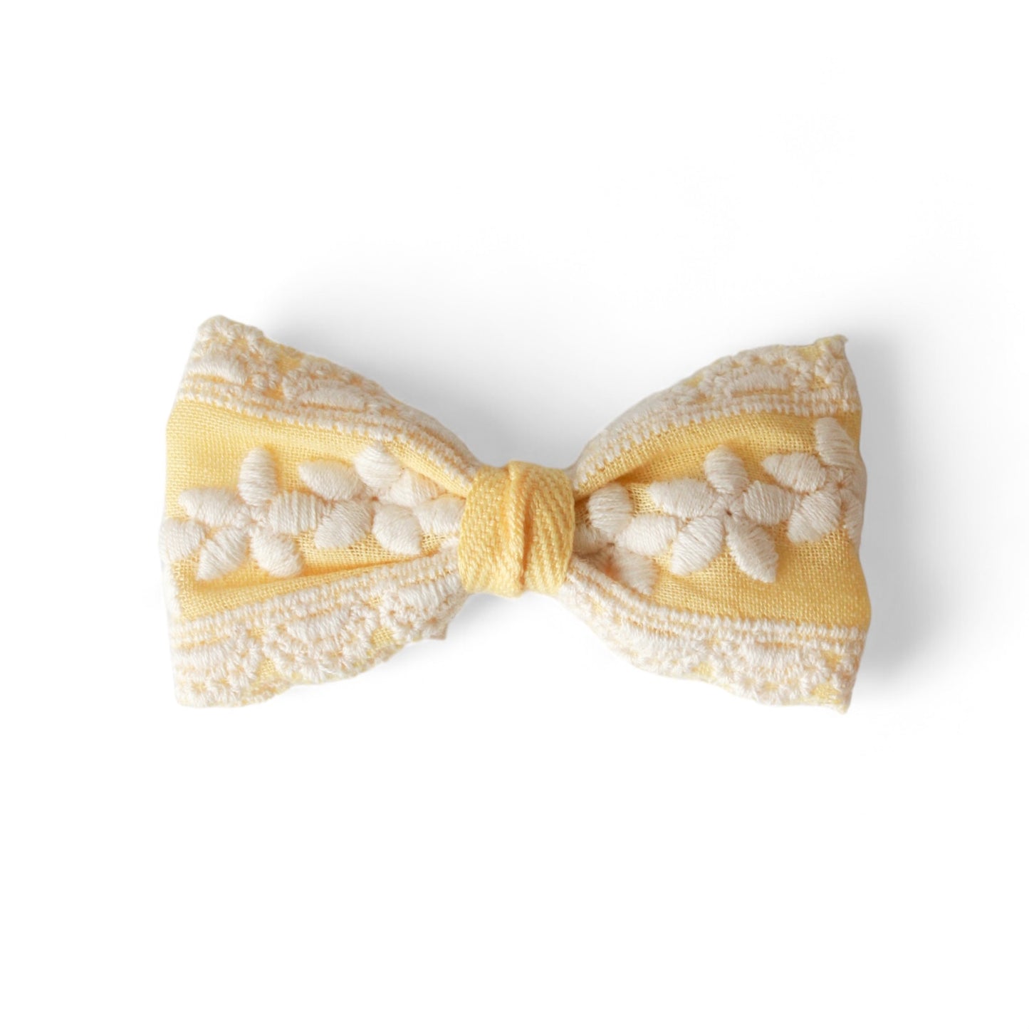 Lace Embroidered Bow Hair Clip Yellow