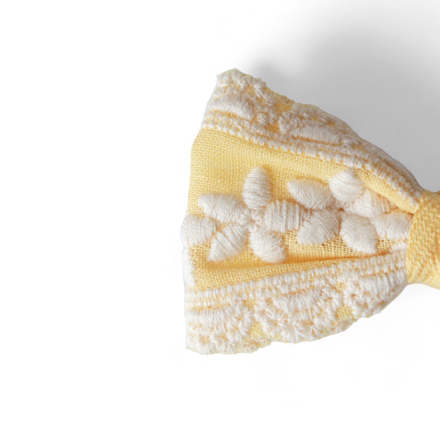 Lace Embroidered Bow Hair Clip Yellow