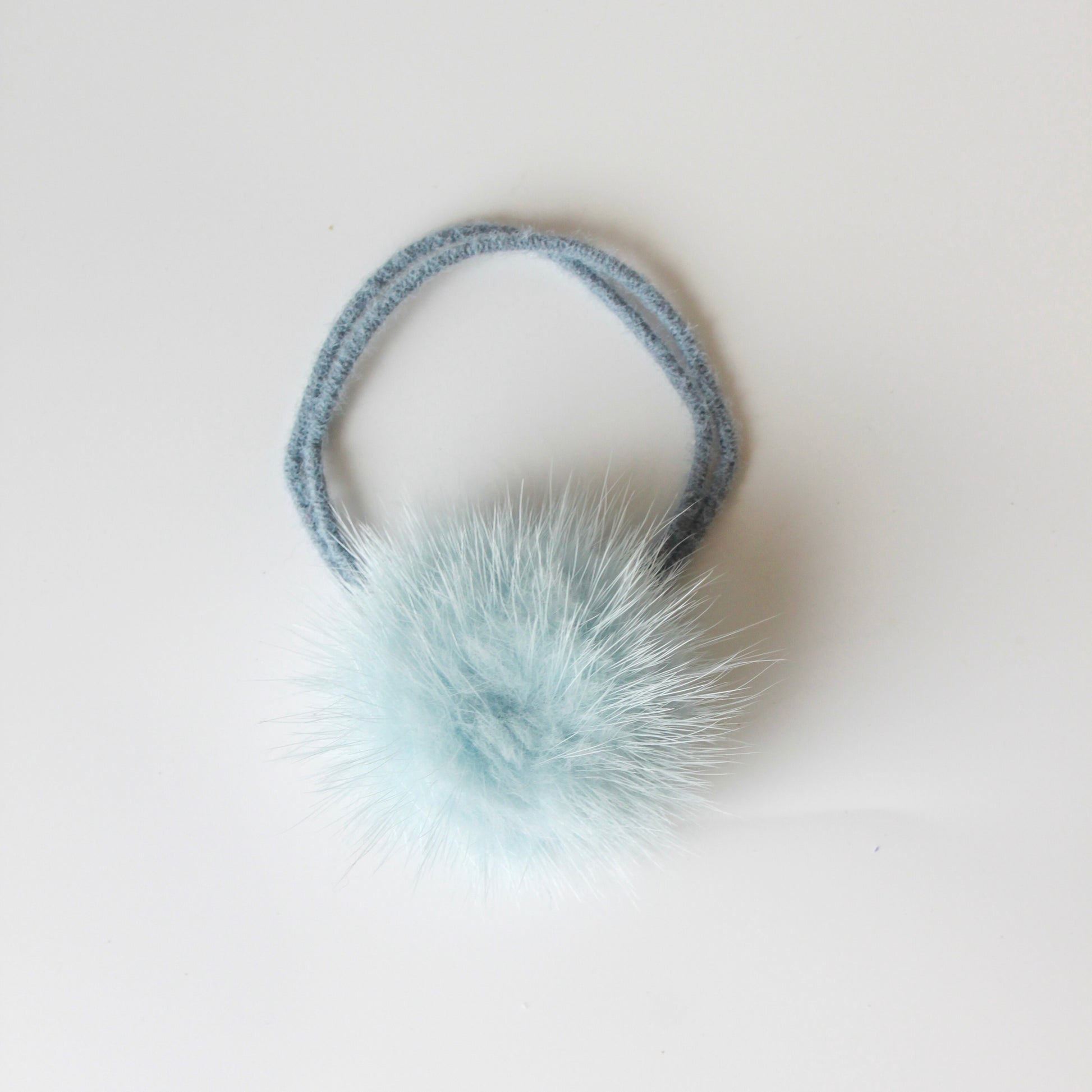 Faux Mink Fur Pom-Pom Hair Elastic Blue