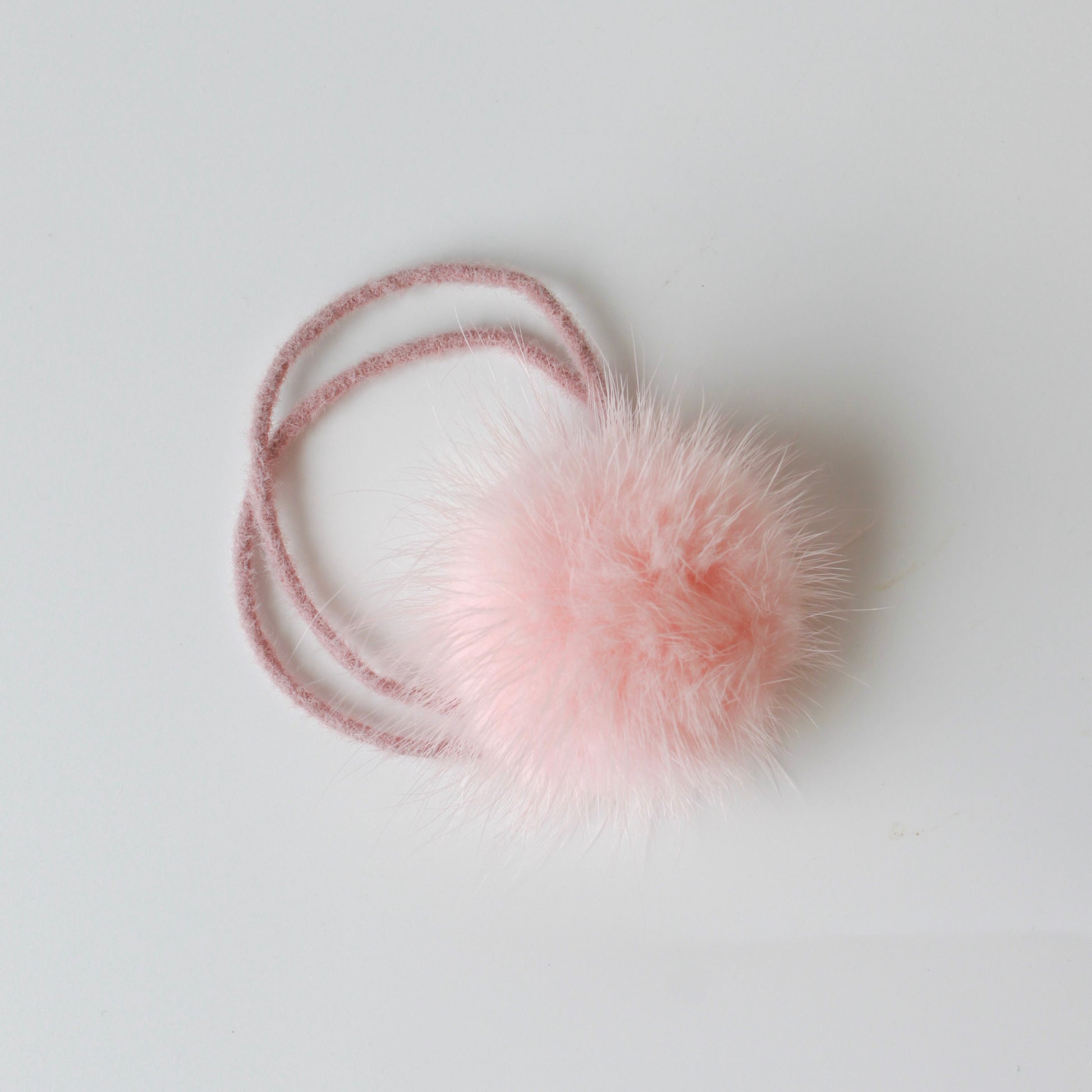 Faux Mink Fur Pom-Pom Hair Elastic Pink