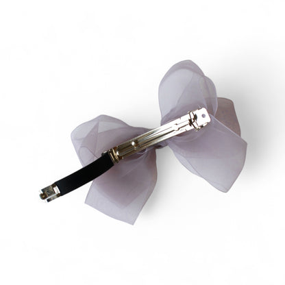 Layered Purple Tulle Bow Hair Clip Spring Clip