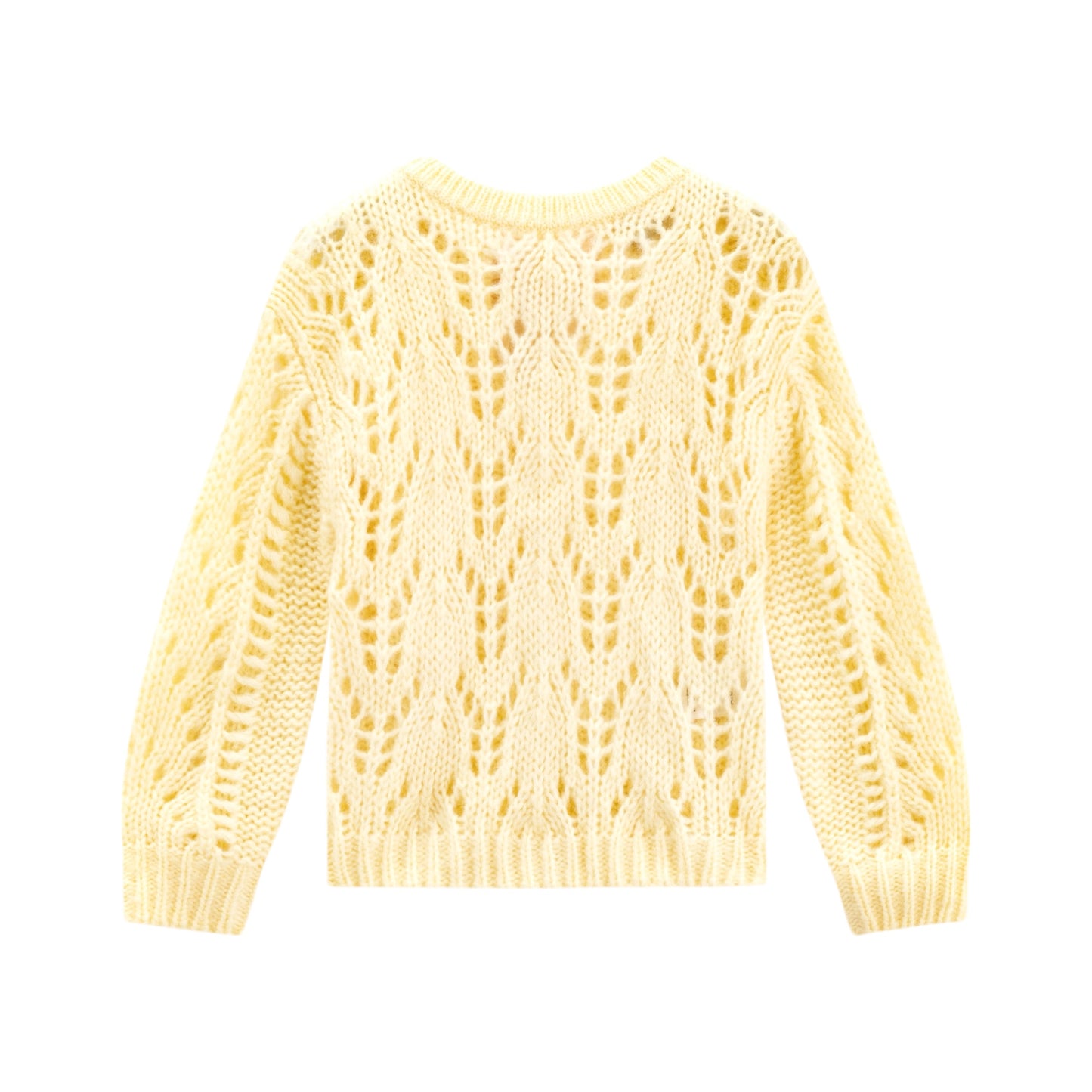 iMiN Kids Wool-Blend Sweater with Bow Back Lemon Chiffon