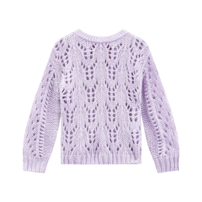 iMiN Kids Wool-Blend Sweater with Bow Back Lilac