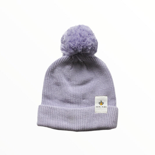 iMiN Kids Girls Pom Pom Knit Beanie Purple Kids / Adult