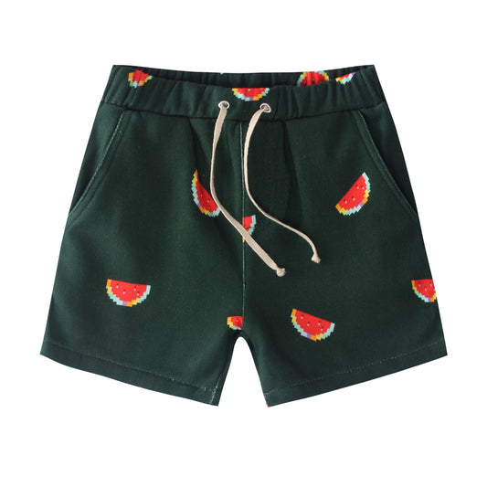 iMiN Kids Boys Organic Cotton Green Watermelon Shorts