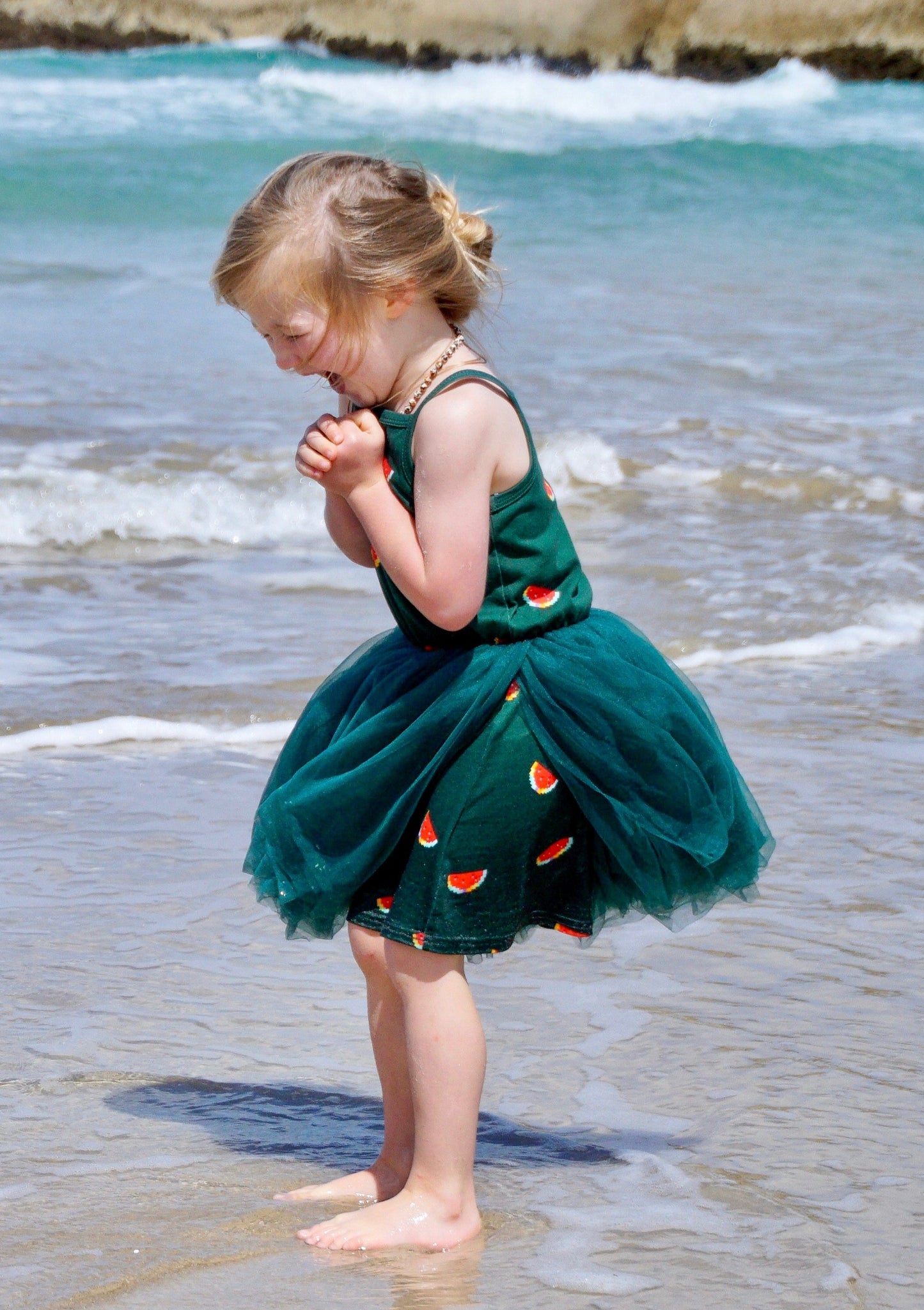 iMiN Kids Girls Summer Beach Dress Green Watermelon