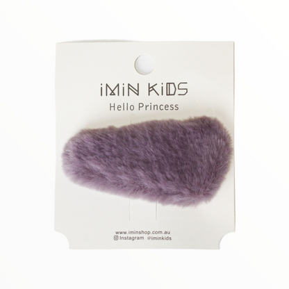 iMiN Kids Girls Faux Fur Hair Clip Purple