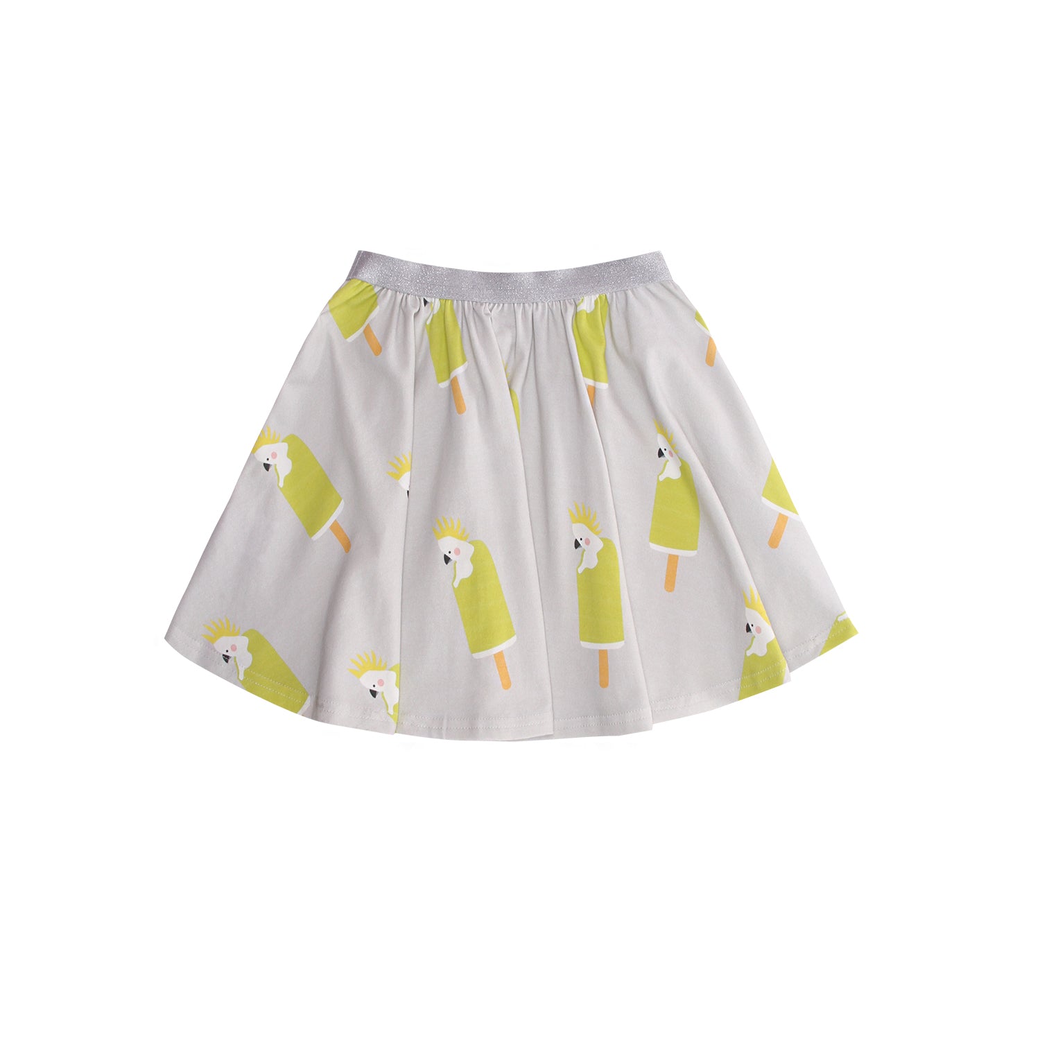 iMiN Kids Summer Cotton Skirt Grey Cockatoo