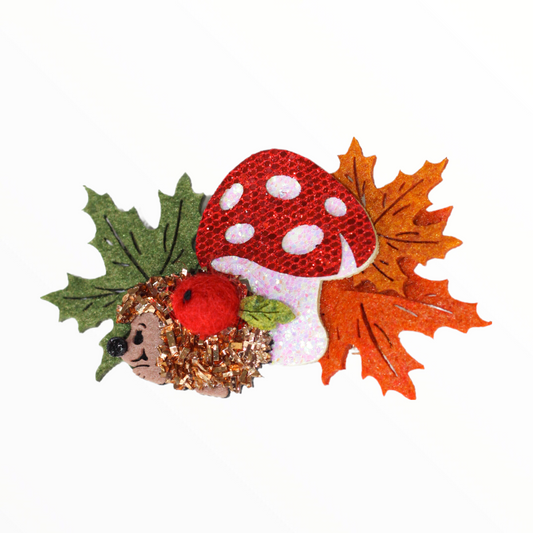 iMiN Kids Girls HandmadeFelt Hedgehog Under Mushroom Hair Clip