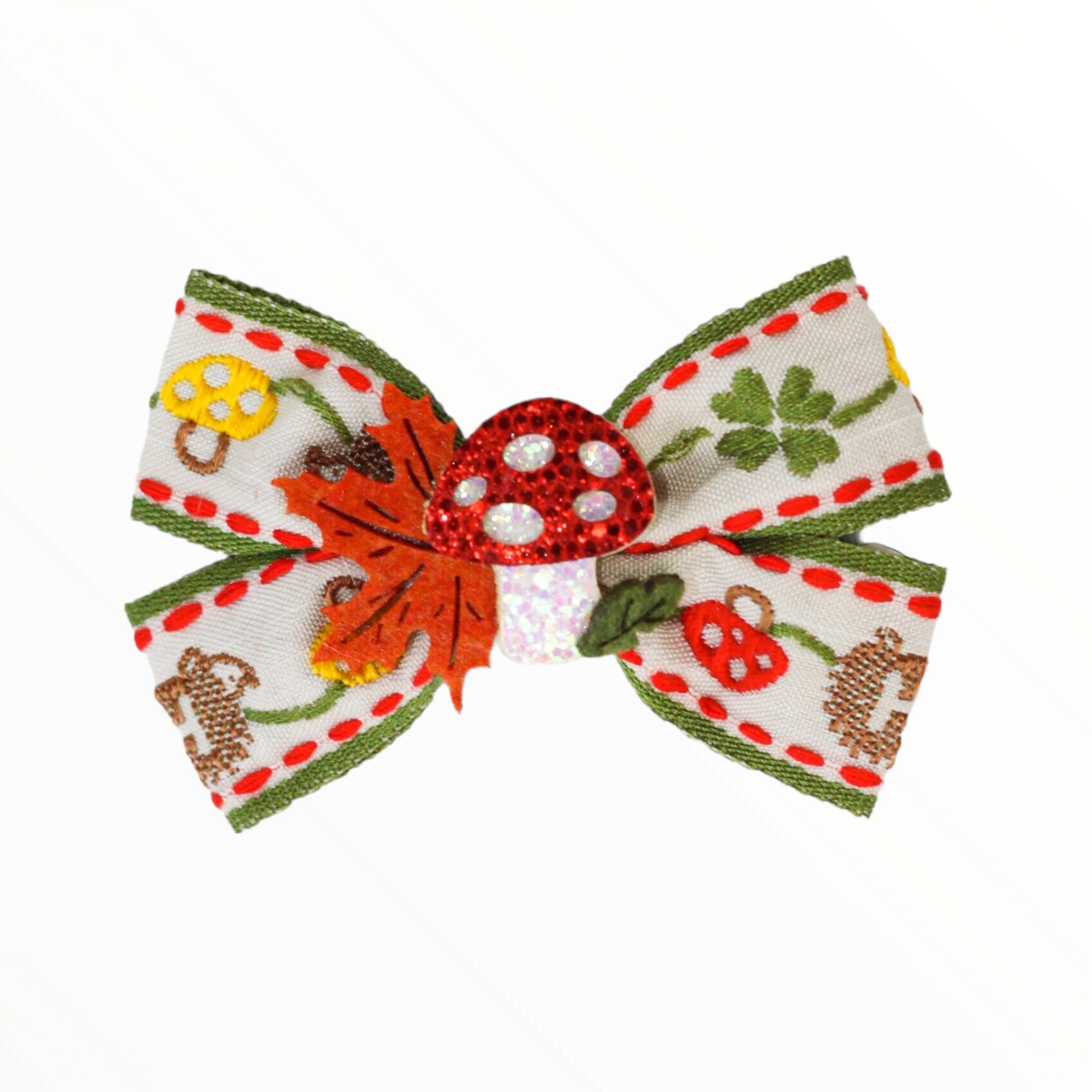 iMiN Kids Girls Handmade Mushroom Embroidered Bow Hair Clip