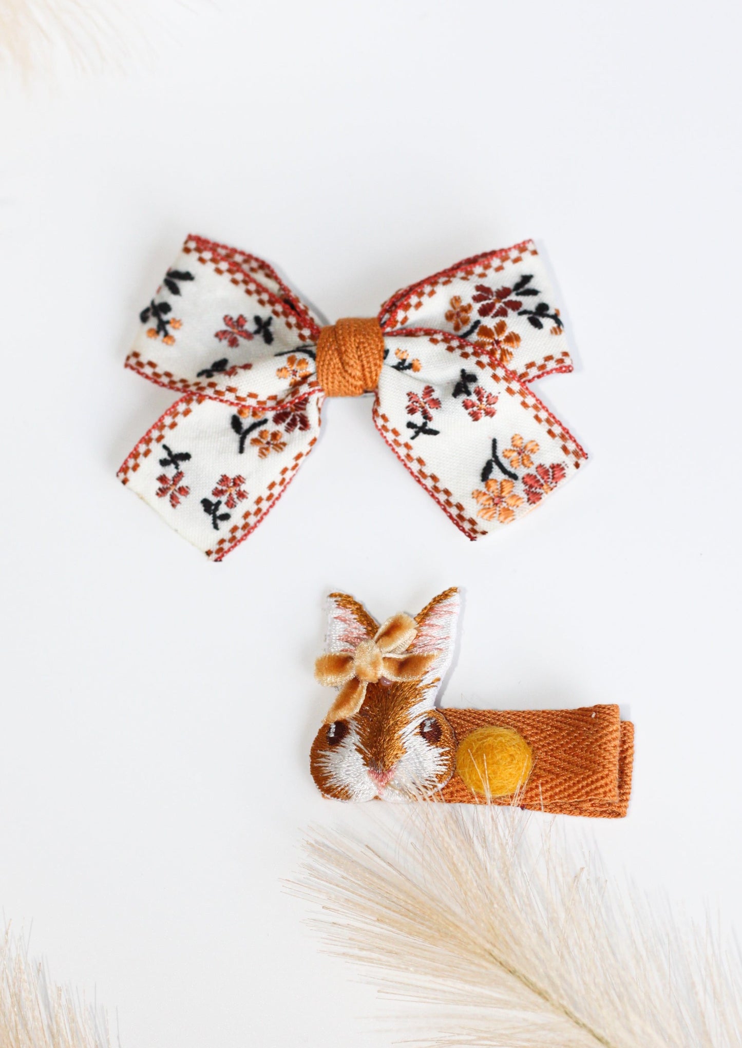 iMiN Kids Girls Cute Handmade Bunny Embroidery Hair Clip