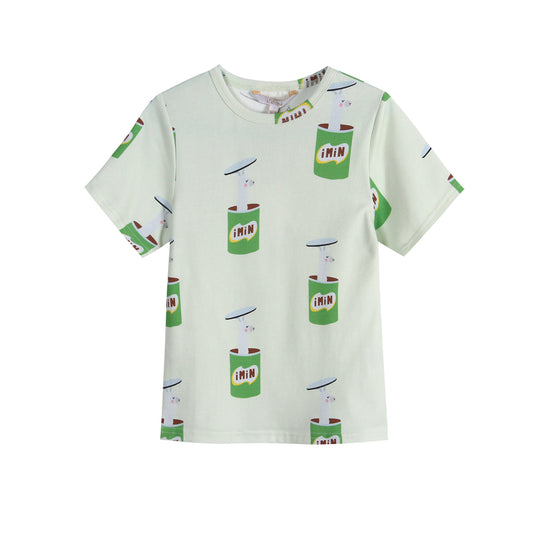 iMiN Kids Unisex Short Sleeve T-shirt Green Llama
