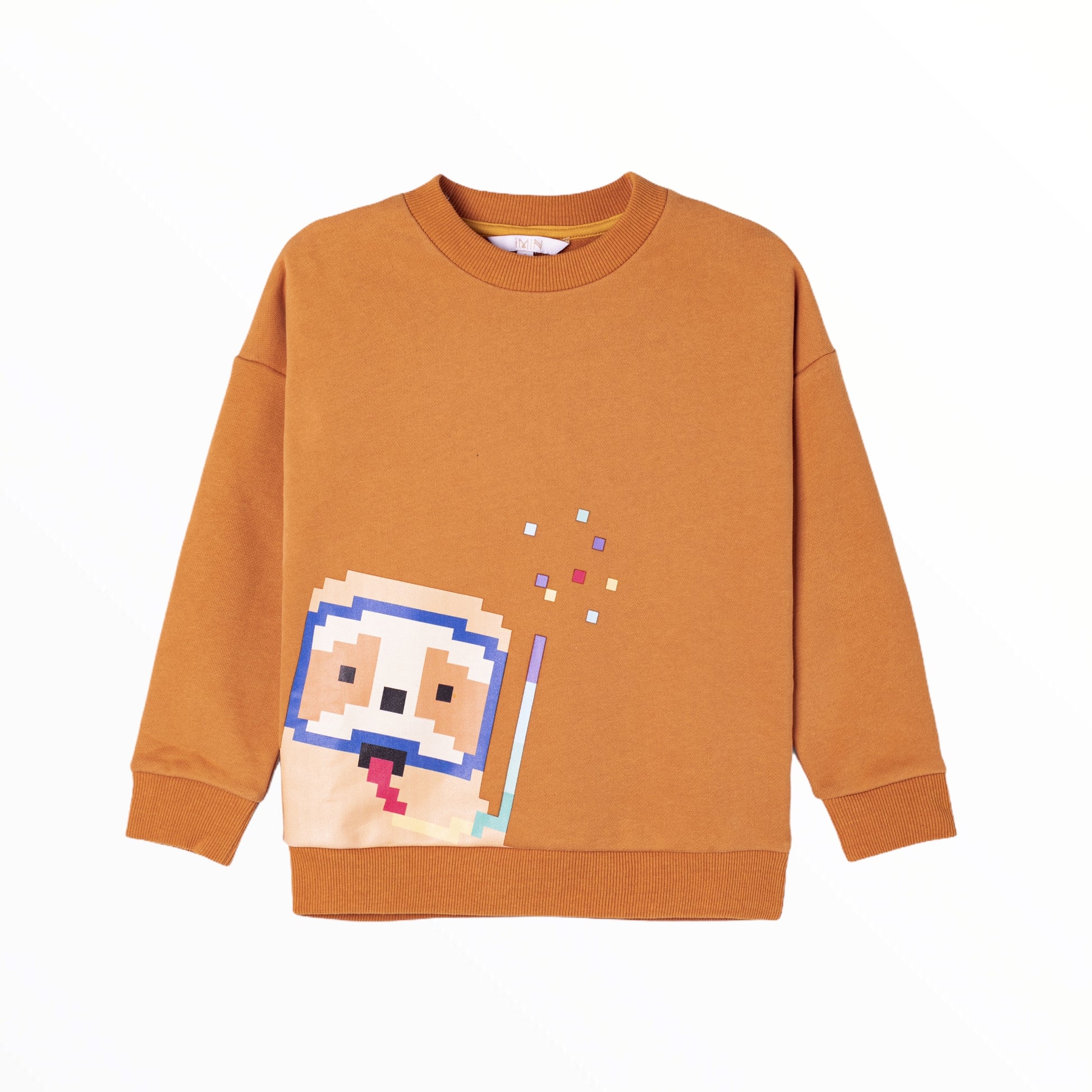 iMiN Kids Rainbow Pixel Diving Sloth Ginger Yellow Sweatshirt