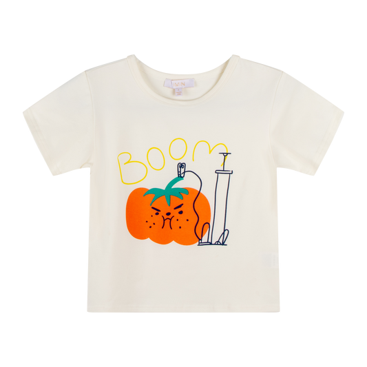 iMiN Friends Kids Cotton T-shirt Beige Boom Tomato