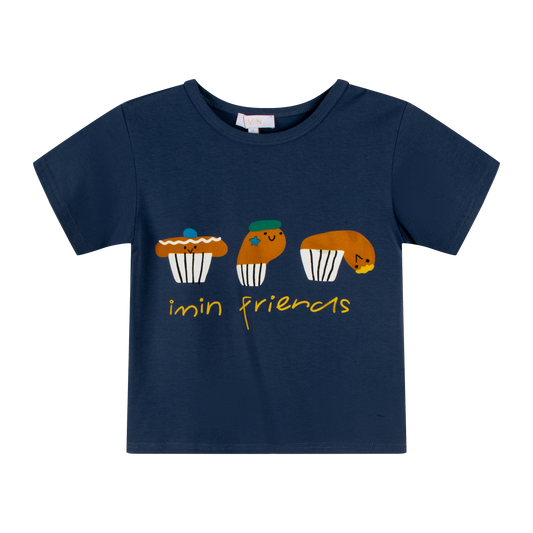 iMiN Kids T-shirt Navy Blue Little Cupcake Friends
